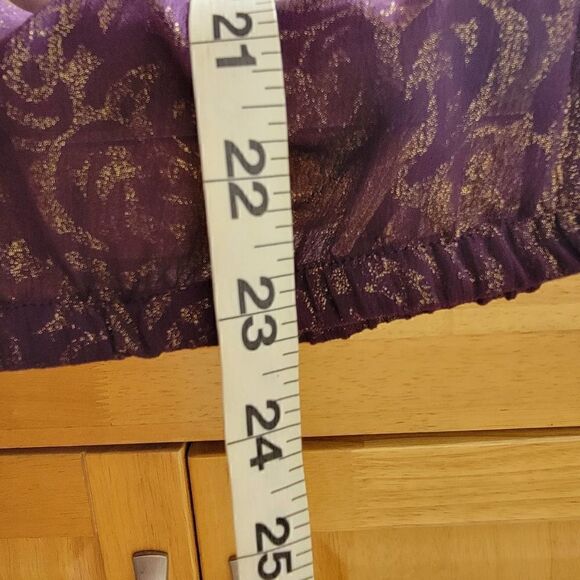 Cache Metallic Cold Shoulder Blouse Purple Gold Size Medium - Picture 6 of 16